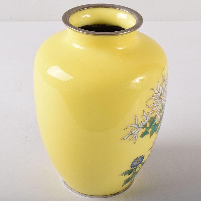 七宝焼　花文　花文瓶　箱付　M　R8156