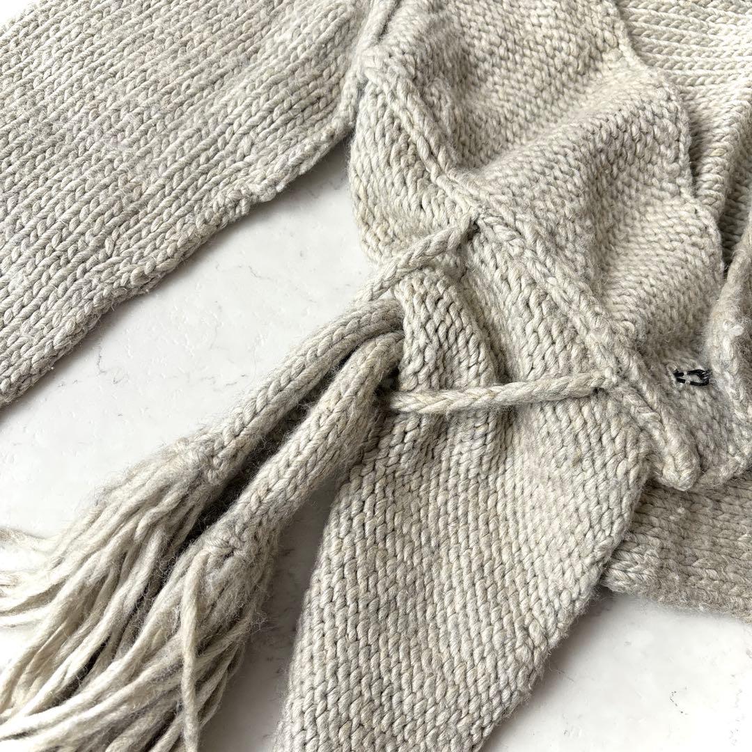 ワイズ Y's レッドレーベル ウールリネン 変形 ニットカーディガン グレー