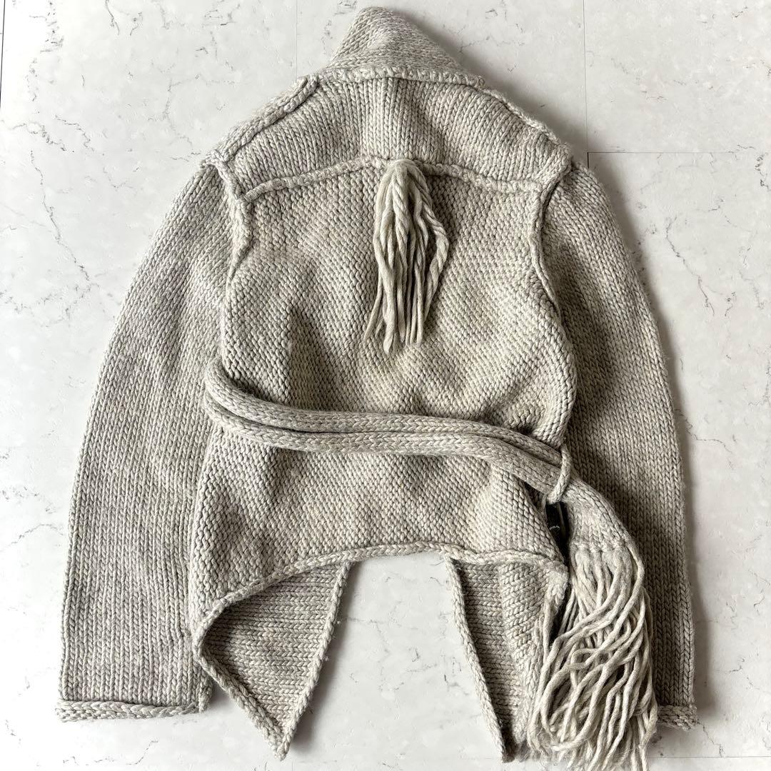 ワイズ Y's レッドレーベル ウールリネン 変形 ニットカーディガン グレー