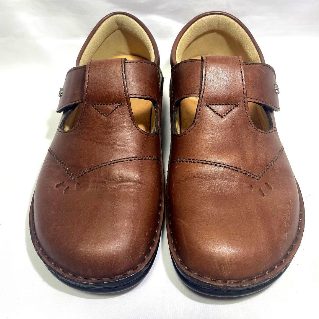 ★フィンコンフォート ナッシュビル Tストラップ レザー ブラウン 23㎝