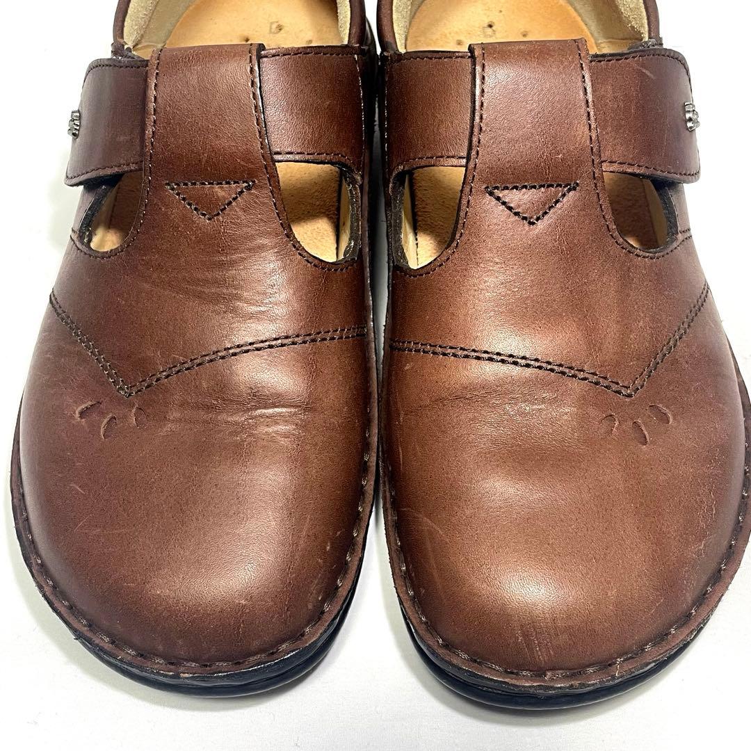 ★フィンコンフォート ナッシュビル Tストラップ レザー ブラウン 23㎝