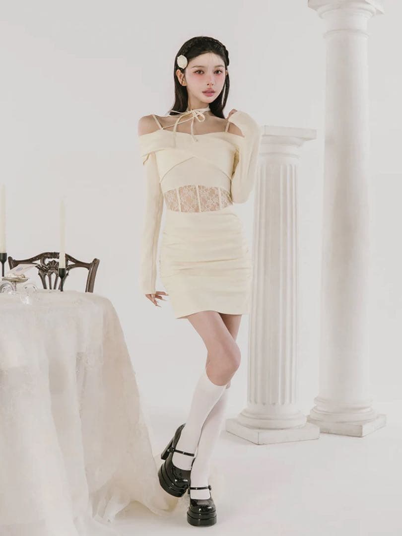 【新品タグ付き】Darich コルセットレースカットミニワンピース FL IVO