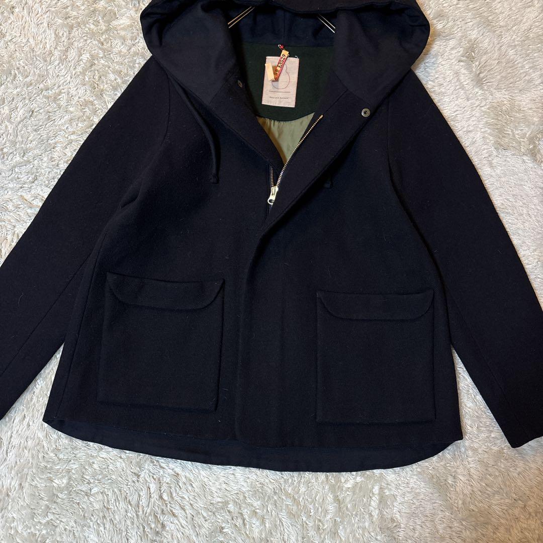 美品＊パラスパレス ウール フードメルトンコート ネイビー L 現行