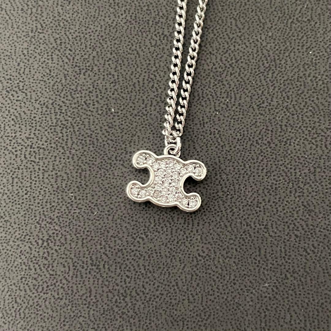 美品 CELINE ネックレス ラインストーン トリオンフ シルバー