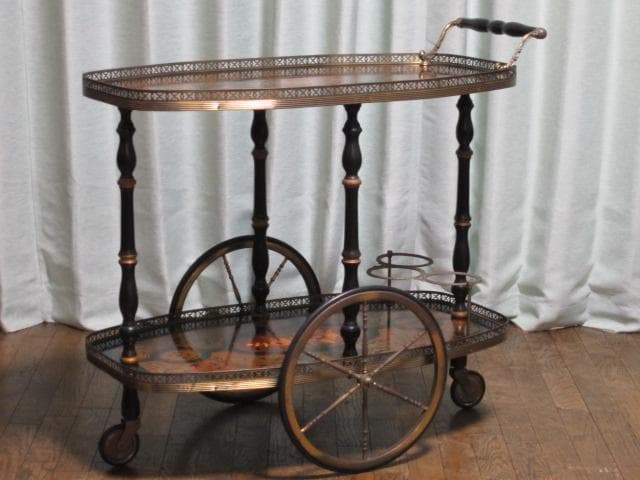 イタリア製 象嵌細工 クラシック トローリーワゴン/キッチンワゴン/ワインラック