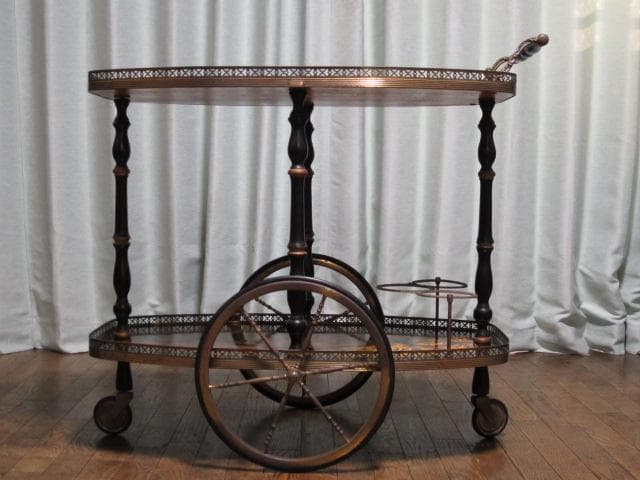 イタリア製 象嵌細工 クラシック トローリーワゴン/キッチンワゴン/ワインラック
