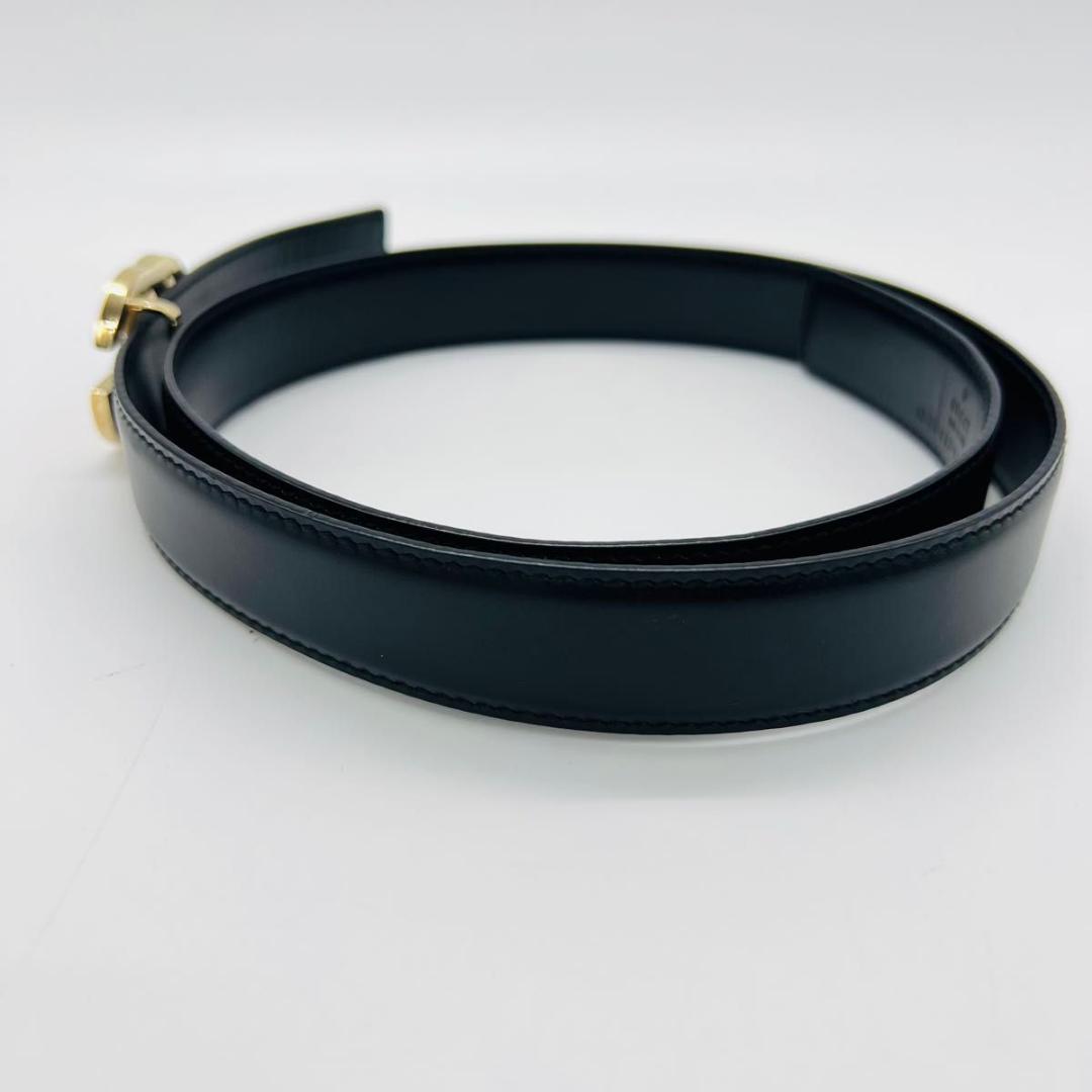 グッチ インターロッキング　G ベルト ゴールド　ブラック レザー メタル