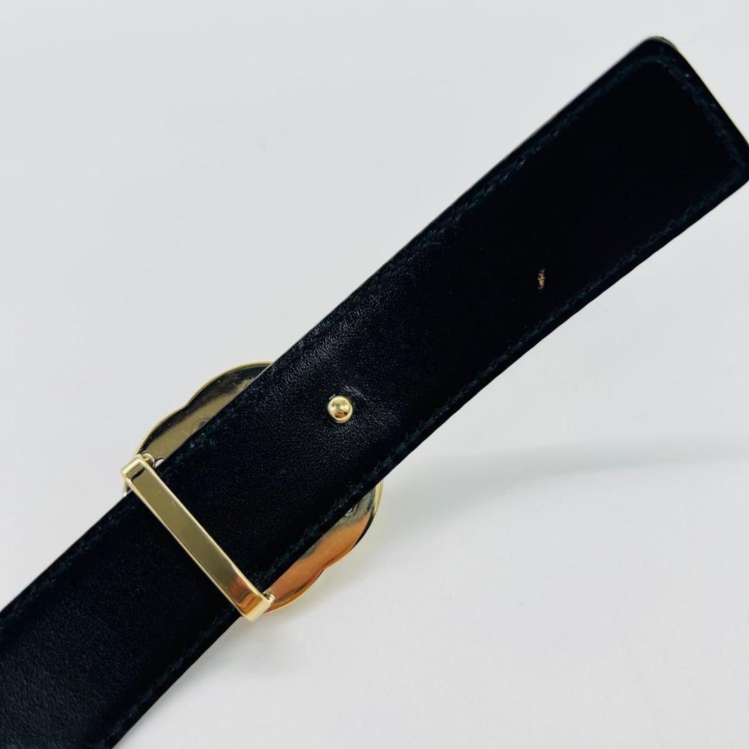 グッチ インターロッキング　G ベルト ゴールド　ブラック レザー メタル