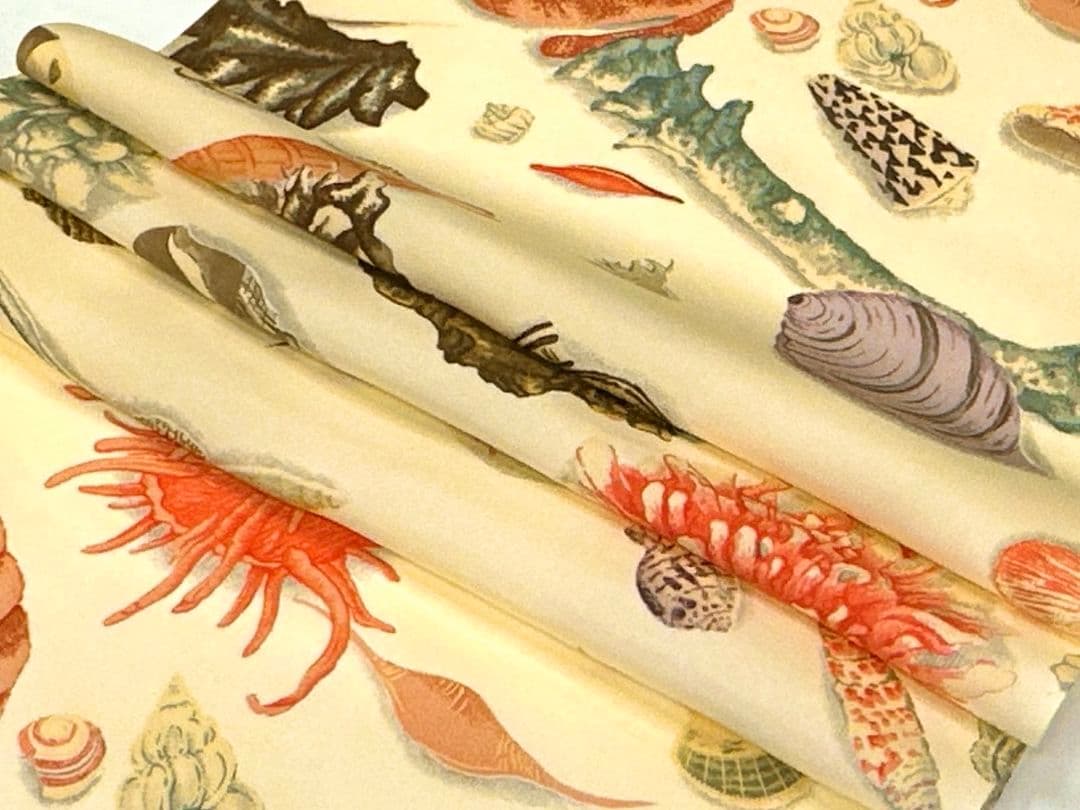 岡重 長襦袢 おしゃれ 襦袢 貝尽くし反物 正絹長襦袢反物　紫織庵長襦袢　京友禅