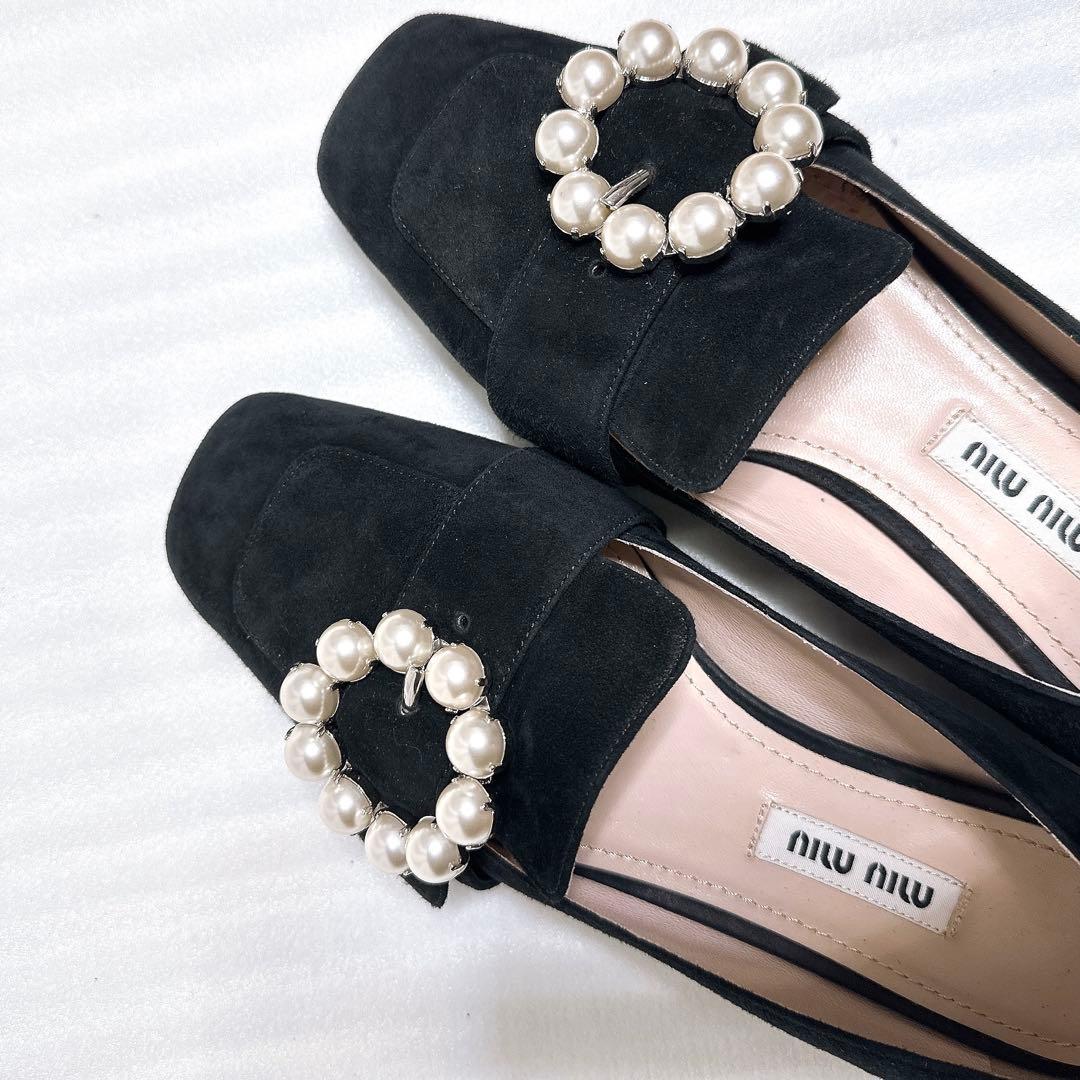 MIUMIU ミュウミュウ　パール　フラットシューズ　パンプス　ローファー　靴