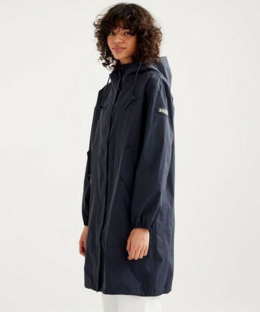 タグ・ノベルティ付き！AIGLE 透湿防水パッカブルロングフーデッドジャケット