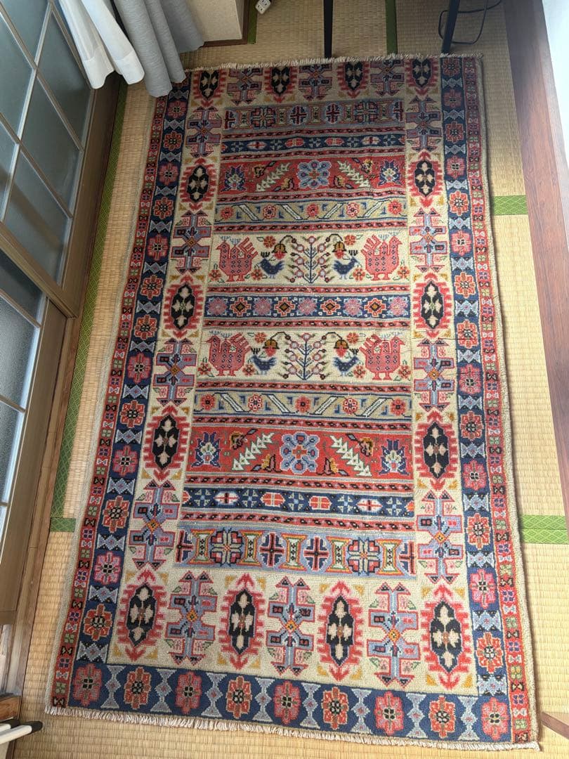 トライバルラグ 手織り 絨毯 カーペット ヴィンテージ ラグ ペルシャ絨毯