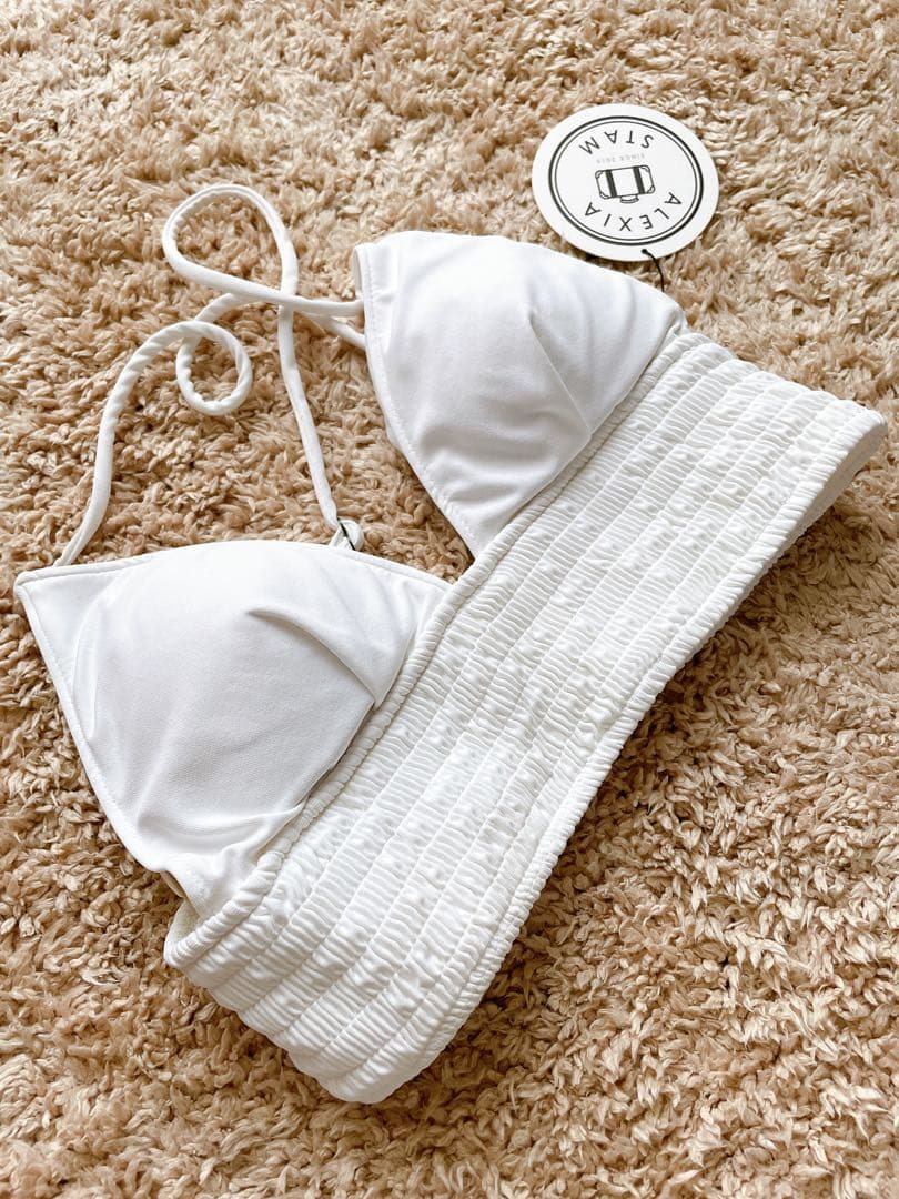 【未使用！タグ付き】ALEXIASTAM ビキニ 水着 セパレート 花柄　白