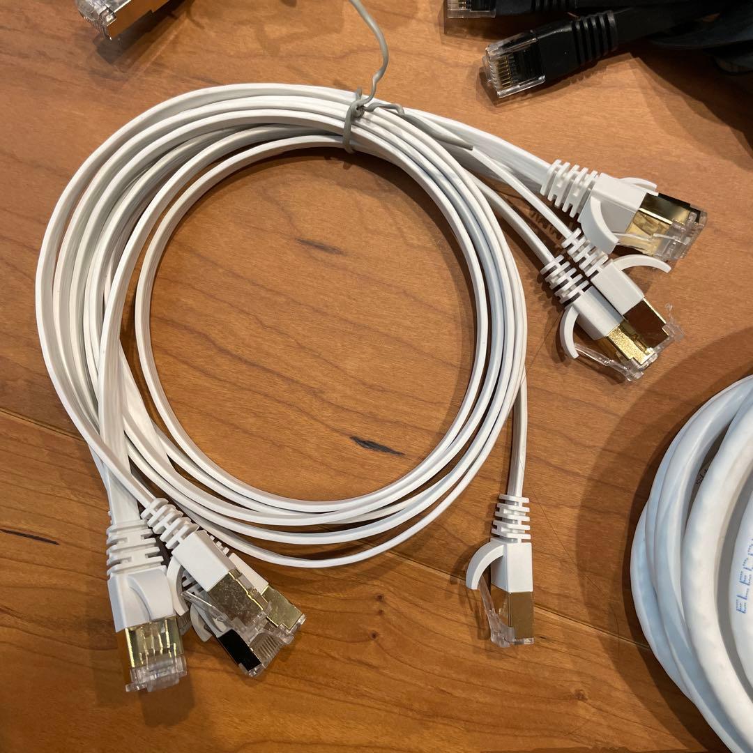 LANケーブル 黒と白 15本まとめ売りセット cat.6,6A,7