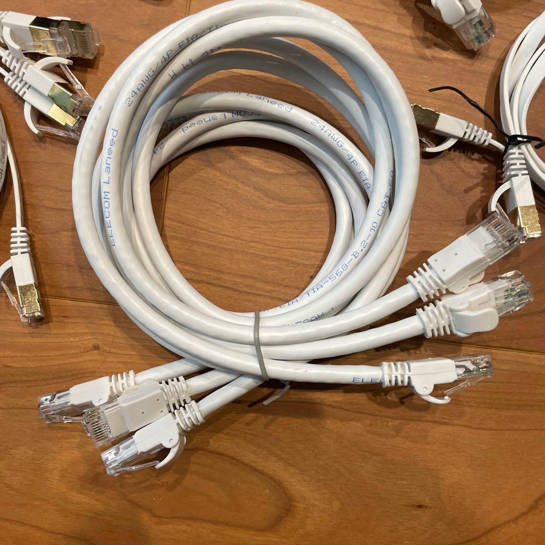 LANケーブル 黒と白 15本まとめ売りセット cat.6,6A,7