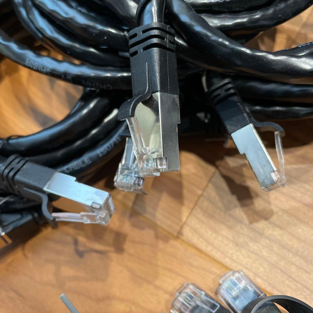 LANケーブル 黒と白 15本まとめ売りセット cat.6,6A,7