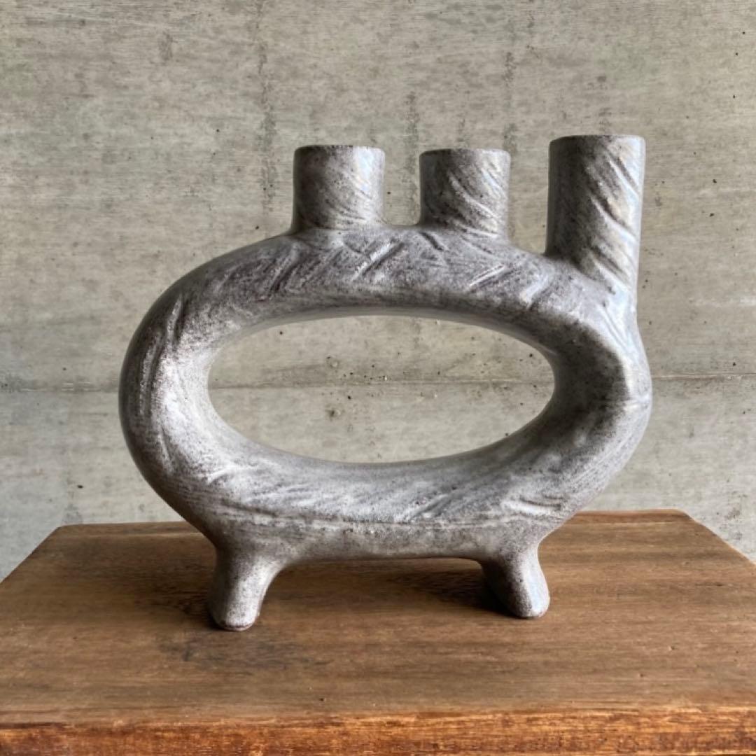 みゆき⁇ 花器 花瓶 フラワーベース 置物 オブジェ 陶器 モダン ３点 レトロ