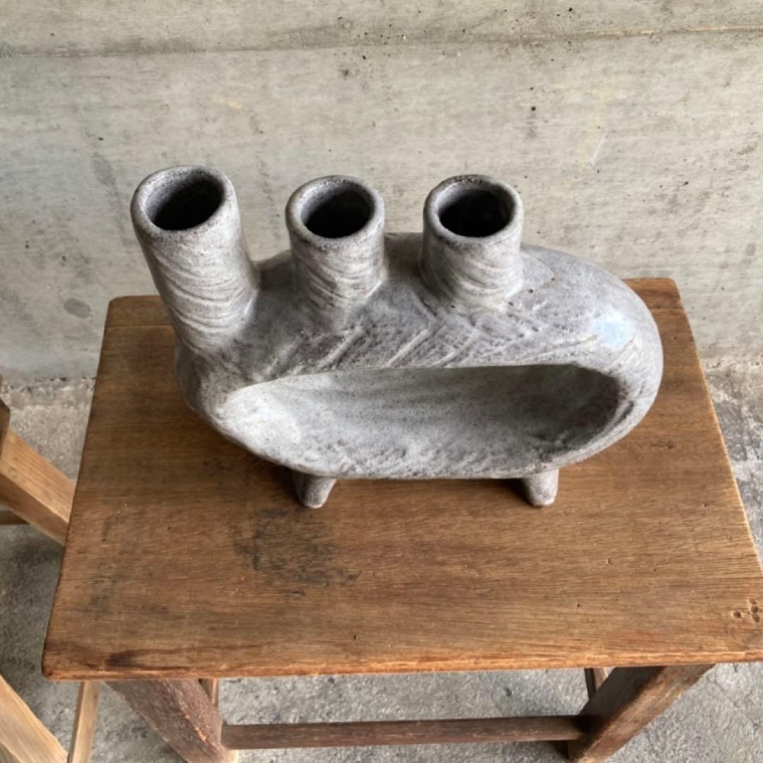 みゆき⁇ 花器 花瓶 フラワーベース 置物 オブジェ 陶器 モダン ３点 レトロ