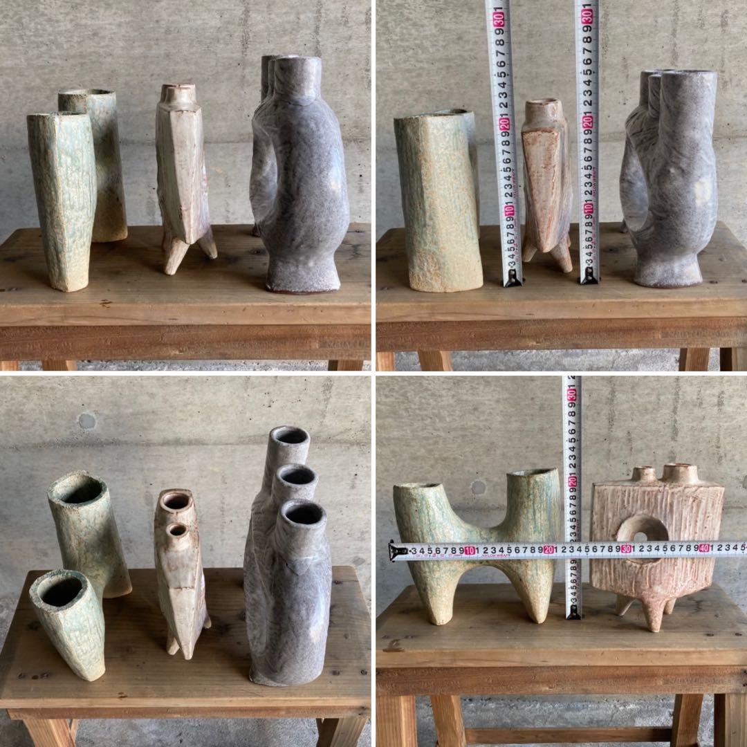 みゆき⁇ 花器 花瓶 フラワーベース 置物 オブジェ 陶器 モダン ３点 レトロ