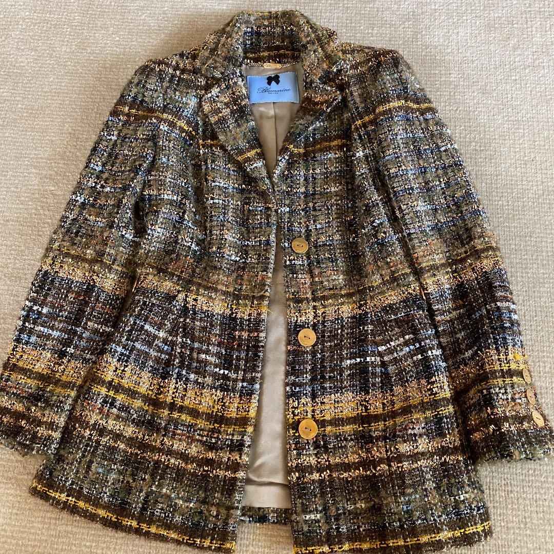 美品【Blumarine ブルマリン】ライナー付ゴールド茶系ジャケット　ファー付