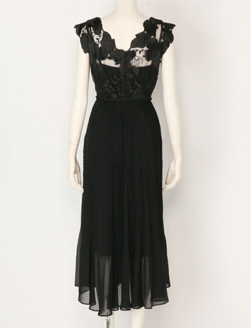 【美品】FRAY I.D エンブロイダリーシフォンコンビドレス　結婚式　水色