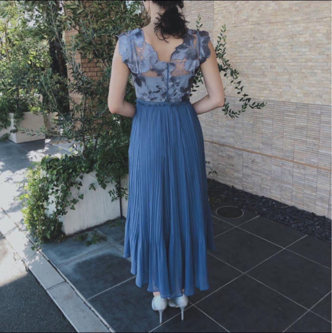 【美品】FRAY I.D エンブロイダリーシフォンコンビドレス　結婚式　水色