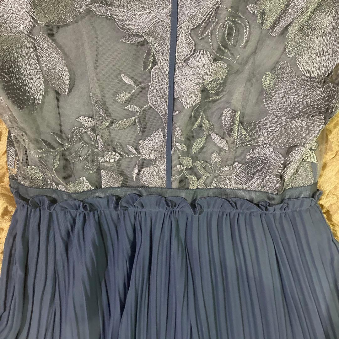 【美品】FRAY I.D エンブロイダリーシフォンコンビドレス　結婚式　水色