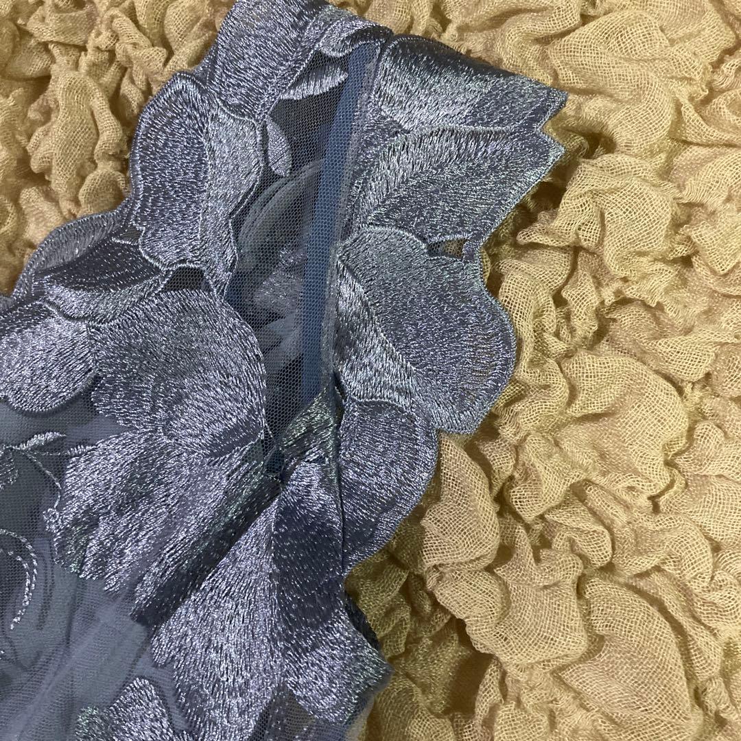 【美品】FRAY I.D エンブロイダリーシフォンコンビドレス　結婚式　水色