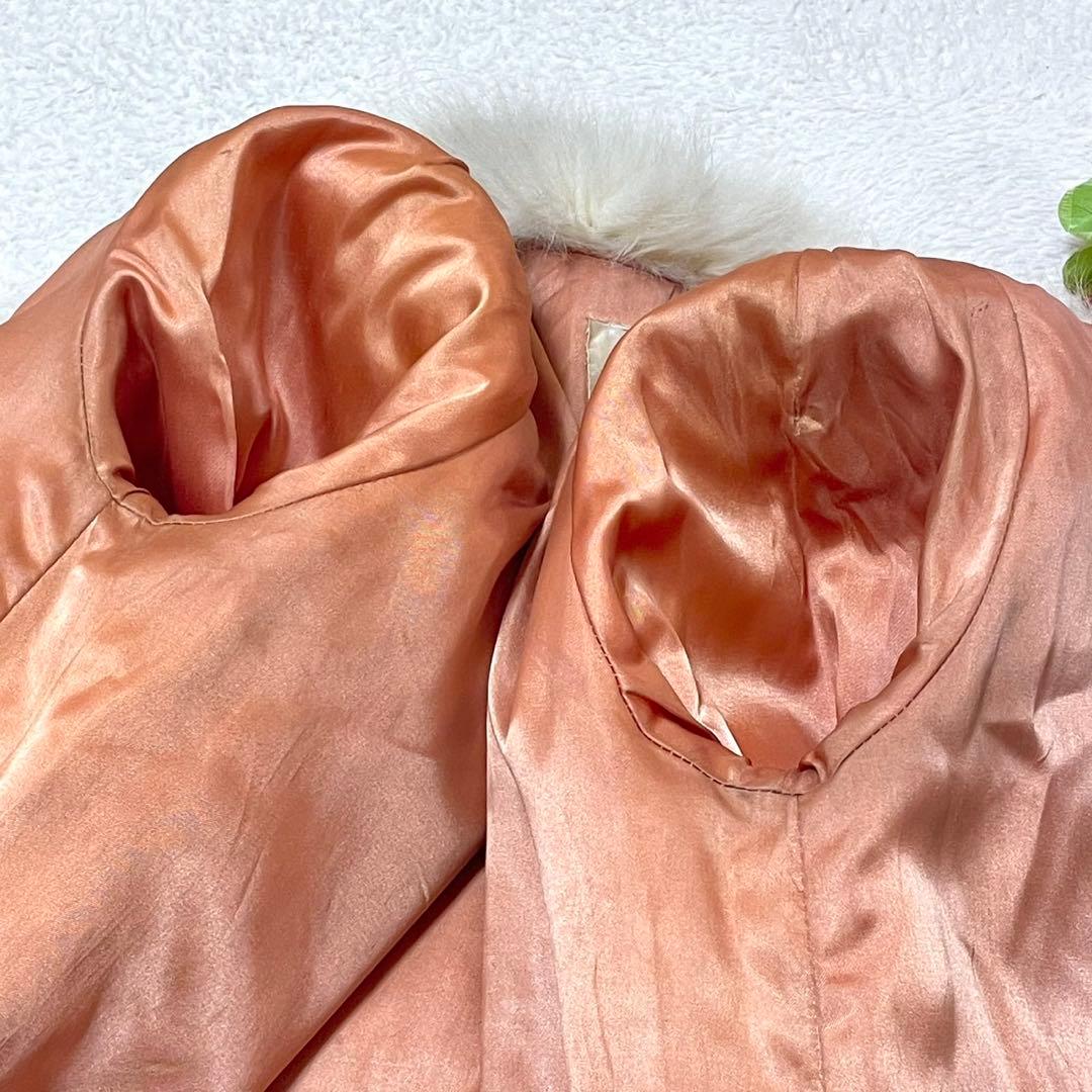 美品◎ブルーフォックス 本毛皮 ファーコート ホワイト系 L相当 ふさふさ