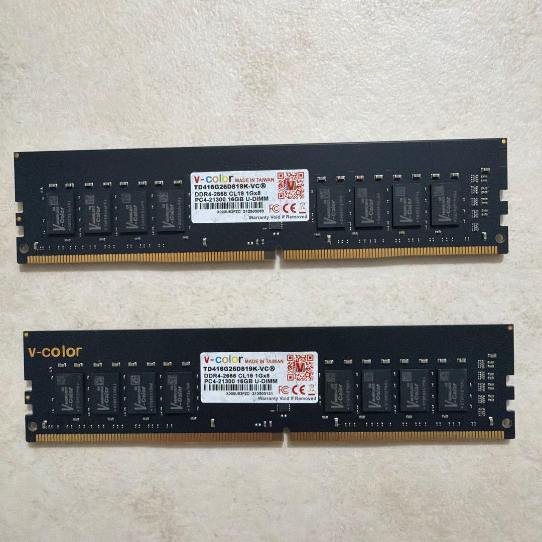 ち*ゃ様 v-color DDR4-2666 16GB U-DIMM メモリー