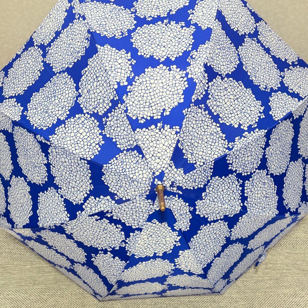 美品　イイダ傘店　日傘　長傘　ブルー