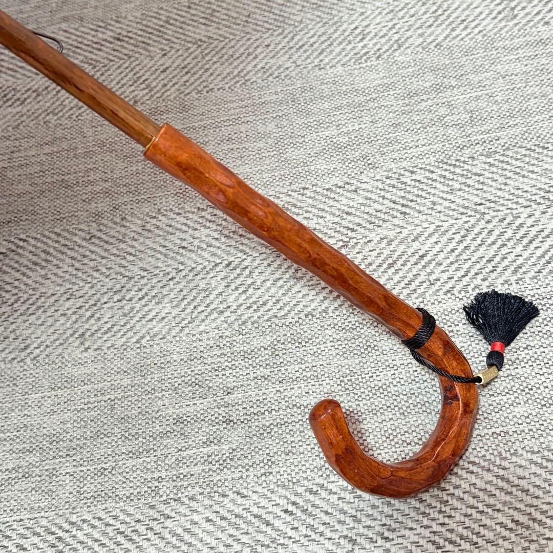 美品　イイダ傘店　日傘　長傘　ブルー