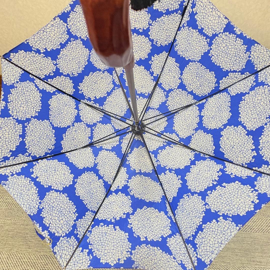 美品　イイダ傘店　日傘　長傘　ブルー
