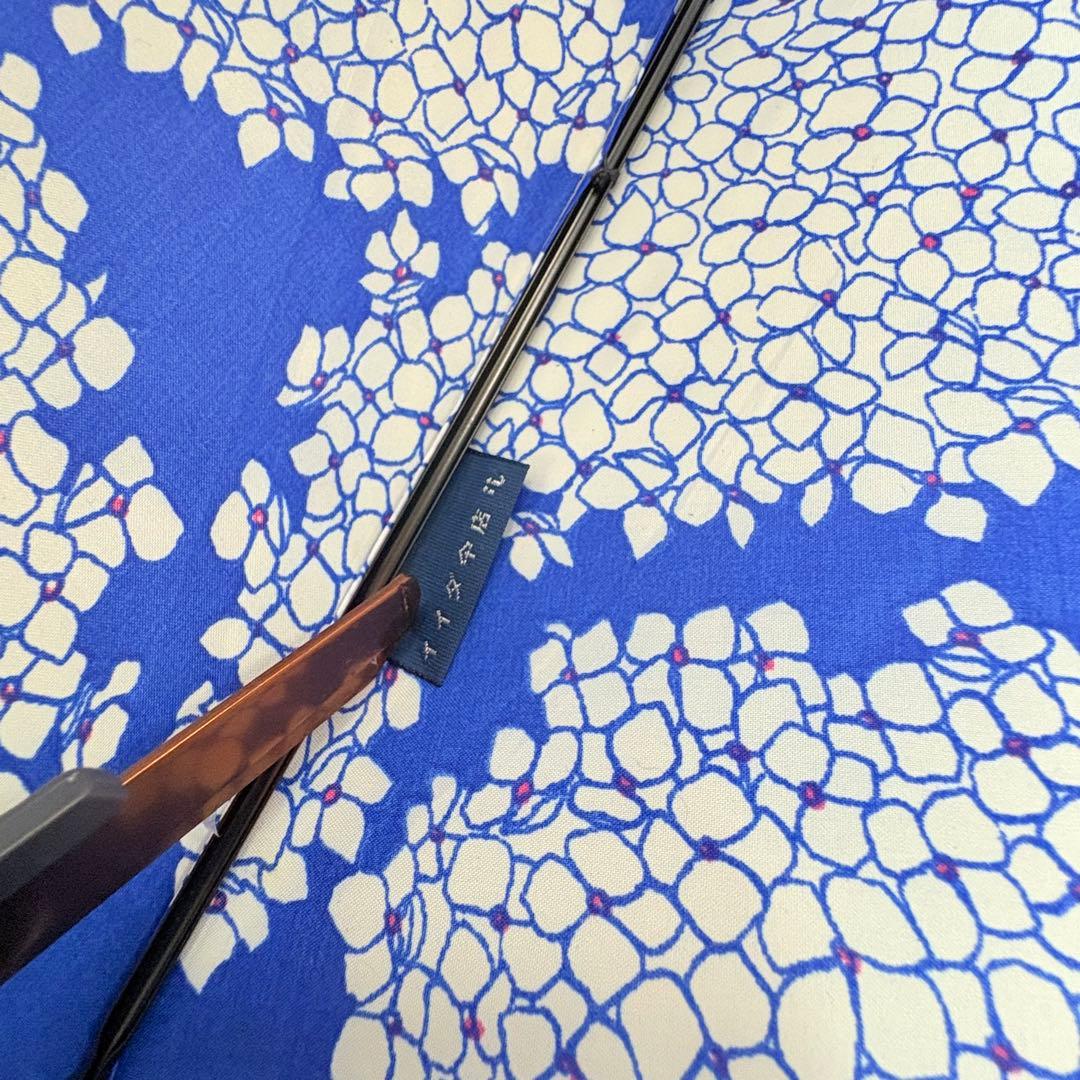 美品　イイダ傘店　日傘　長傘　ブルー