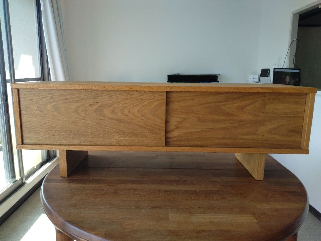 【訳あり美品】MUJI無印良品 オーク材テレビ台110cm/引戸AVラックボード