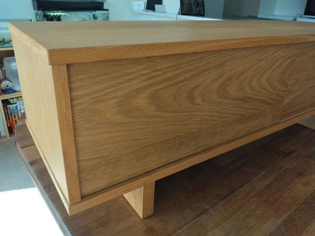 【訳あり美品】MUJI無印良品 オーク材テレビ台110cm/引戸AVラックボード