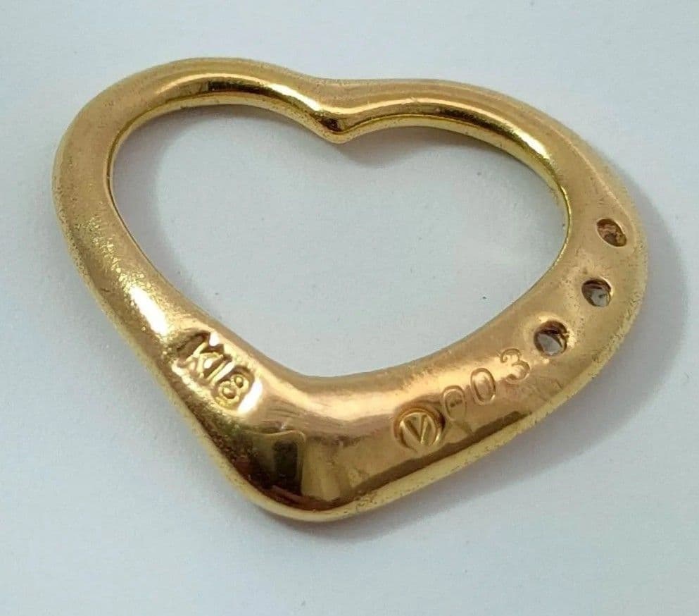 Ｋ１８ オープンハート チャーム ペンダントトップ 1８金 ７５０