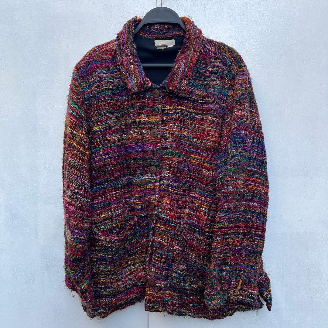 USED USA古着 カラフル デザインジャケット シルク vintage XL