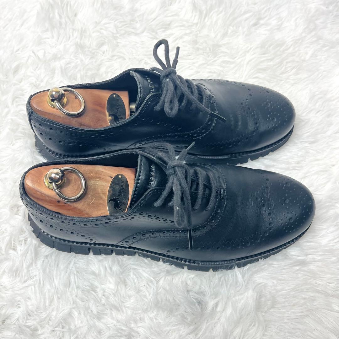 【美品】 コールハーン ゼログランド ウイングチップ シューズ 25.5cm 黒