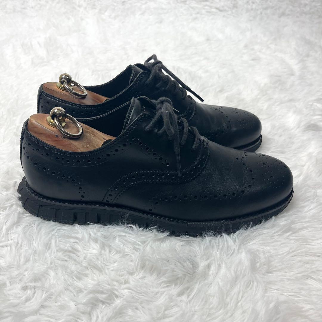 【美品】 コールハーン ゼログランド ウイングチップ シューズ 25.5cm 黒