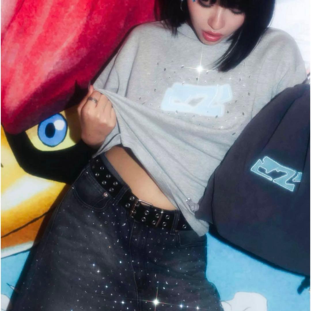 a2o クリスタルストーンデニムショーツ ブラック