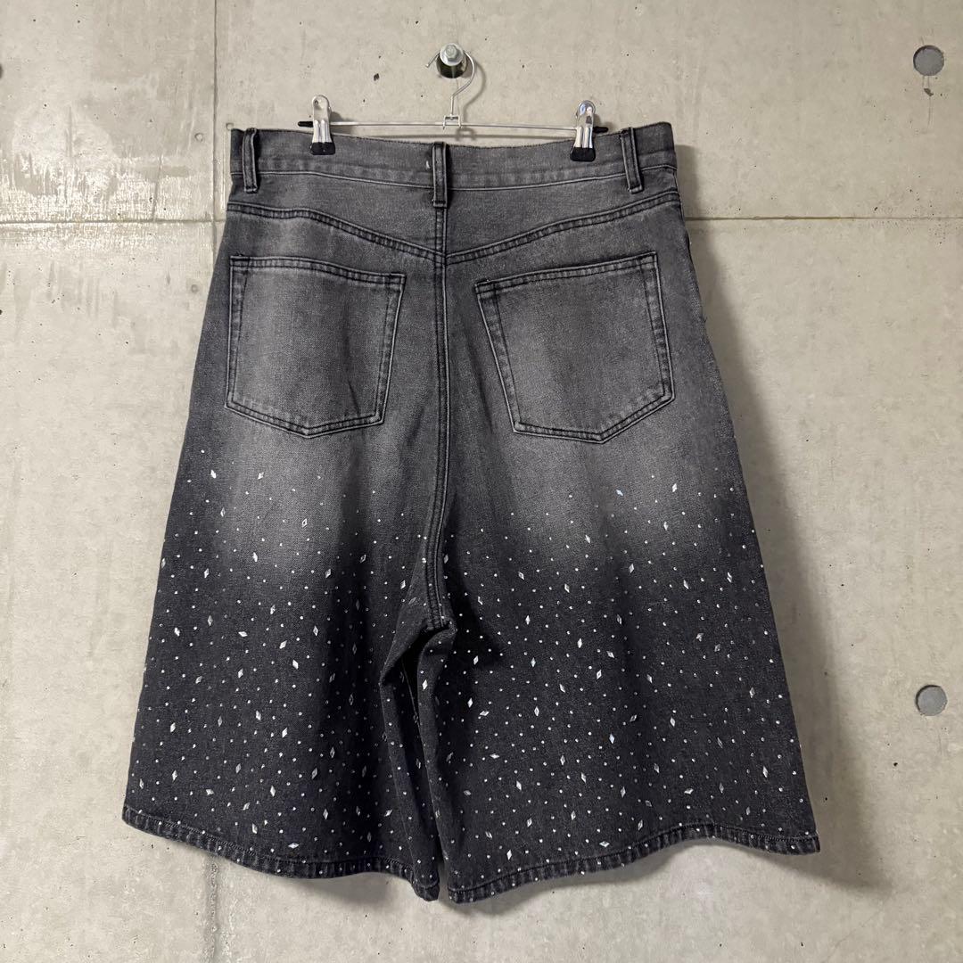 a2o クリスタルストーンデニムショーツ ブラック