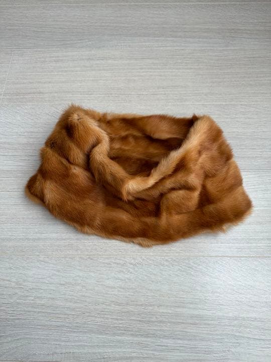 リアルファー スヌード リメイク 茶 ウィーゼル チャイナミンク