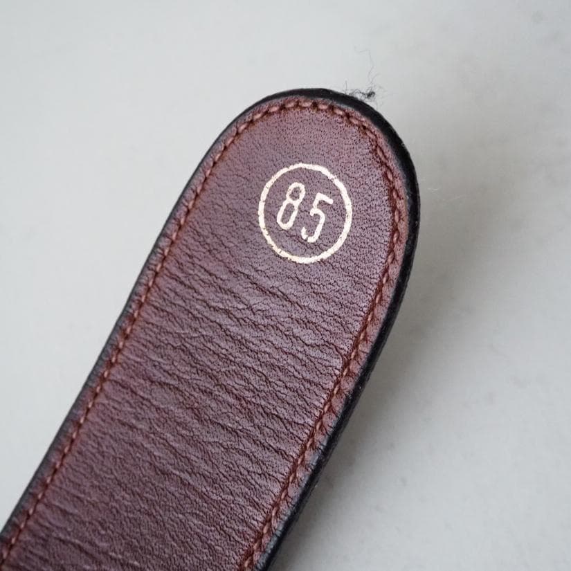 モカ様GUCCI オールドグッチ ホースシュー ピンバックル レザーベルト 85