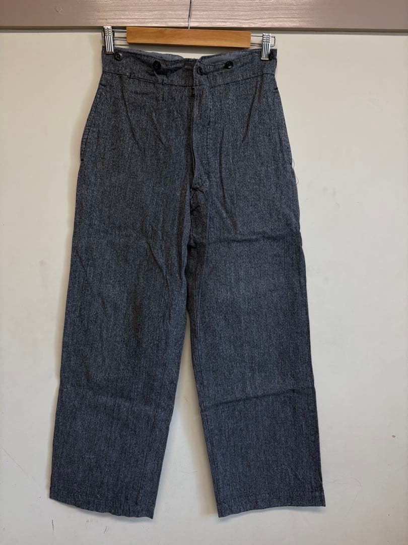 30s 40s ブラックシャンブレーパンツ　黒シャンパンツ