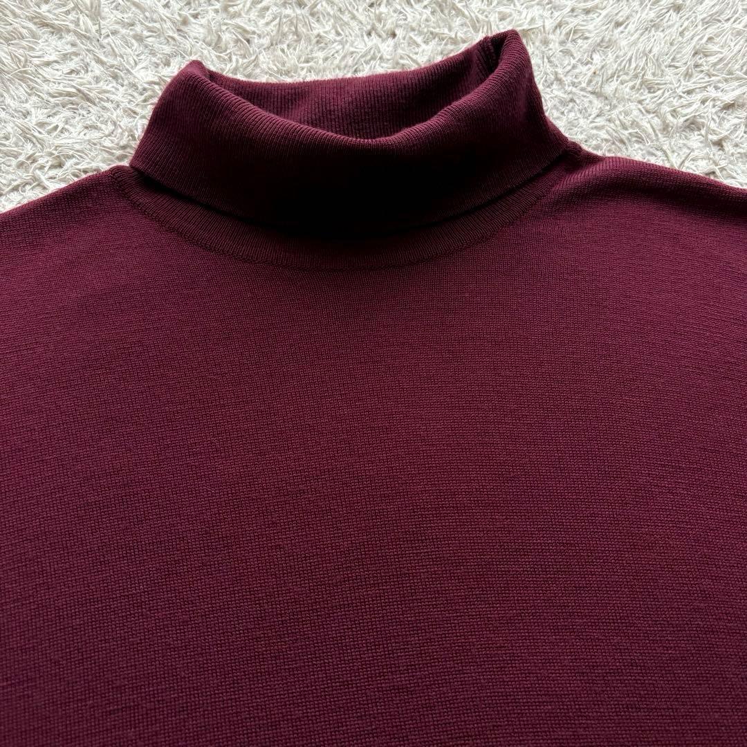 ★イギリス製★ JOHN SMEDLEY タートルネック 長袖 ニット ボルドー