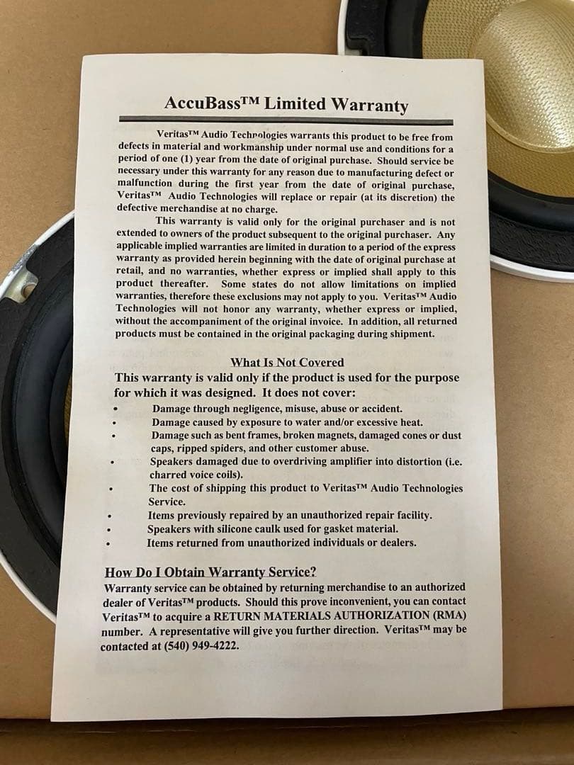VERITAS AccuBass 6.5インチスピーカー