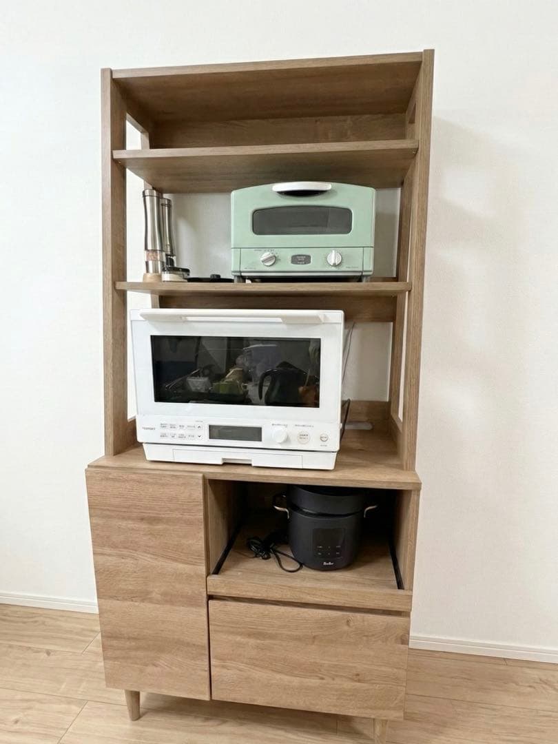 【完成品】LOWYA キッチンボード 食器棚 ナチュラル 組み立て済み