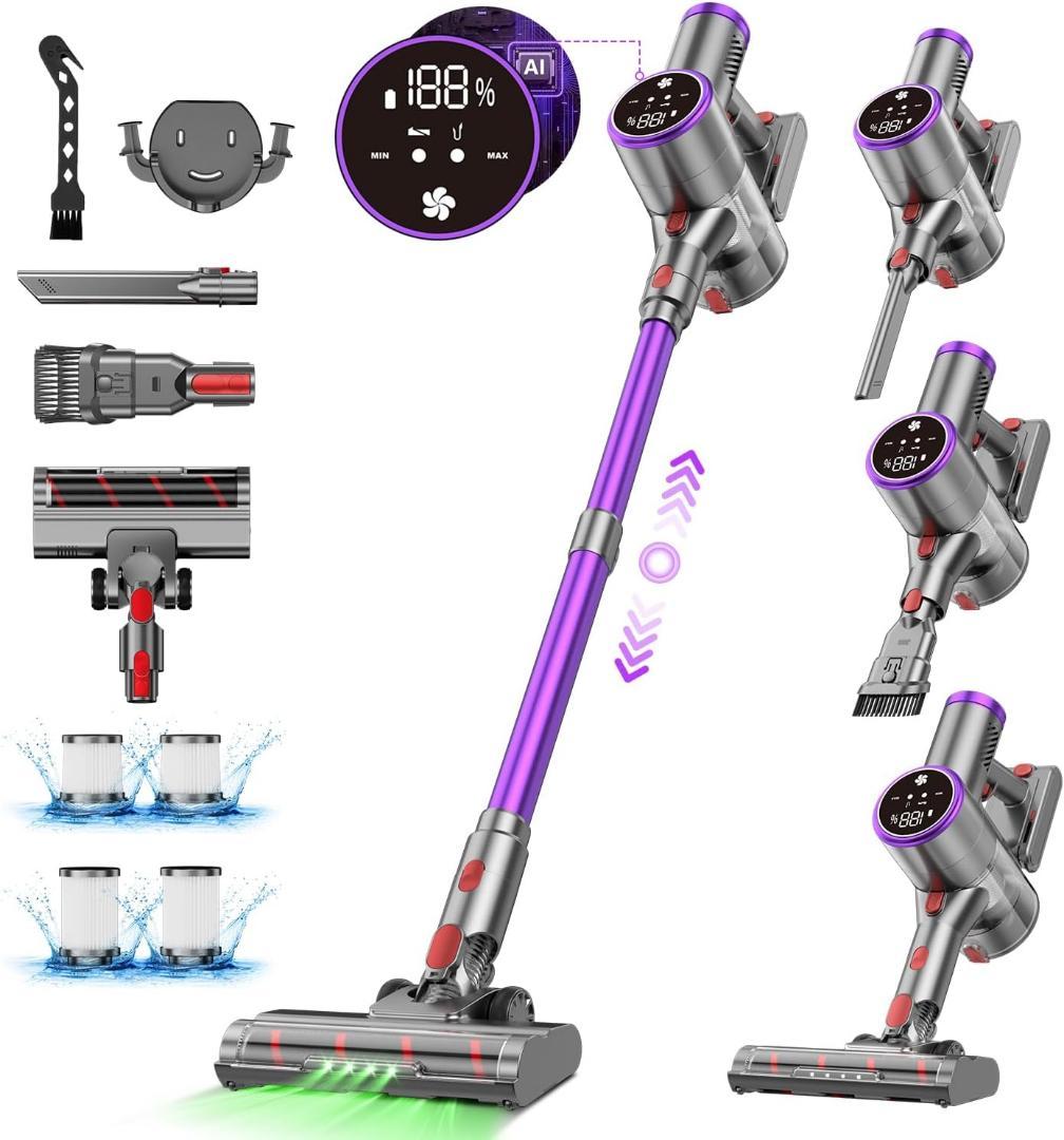 コードレス掃除機 75000KPa 自立式 軽量 サイクロン掃除機 超強力吸引力
