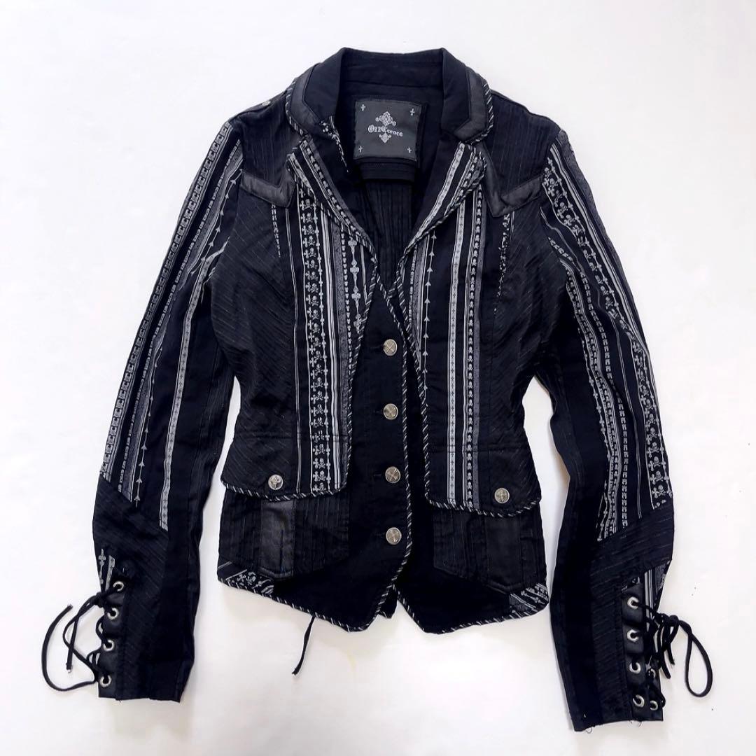 美品OZZ Croce オッズオン ストレッチテーラードジャケット スカル黒